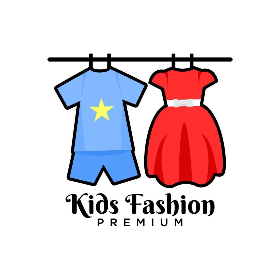 logotipo de moda infantil. logo para tienda de moda infantil. ilustración de ropa de niños vector