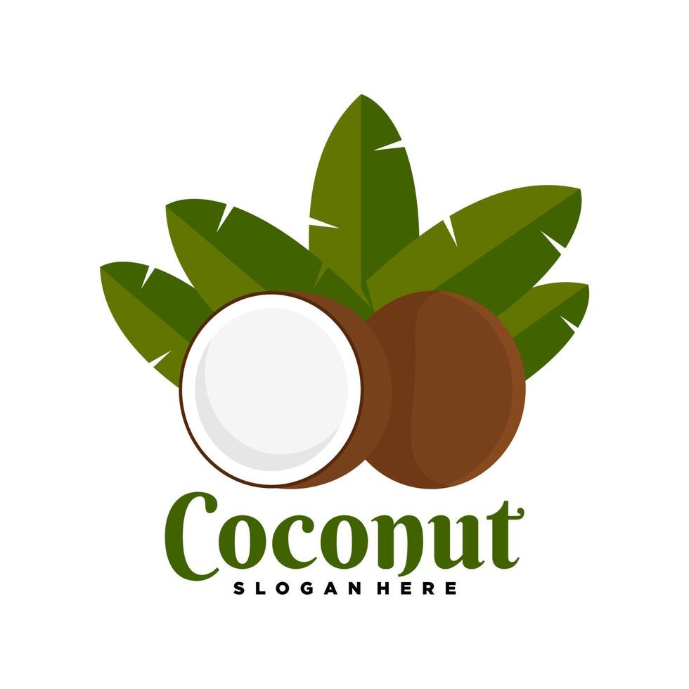 coconut logo. logo design with fresh coconut illustration vector. suitable for fresh coconut shop logo vector