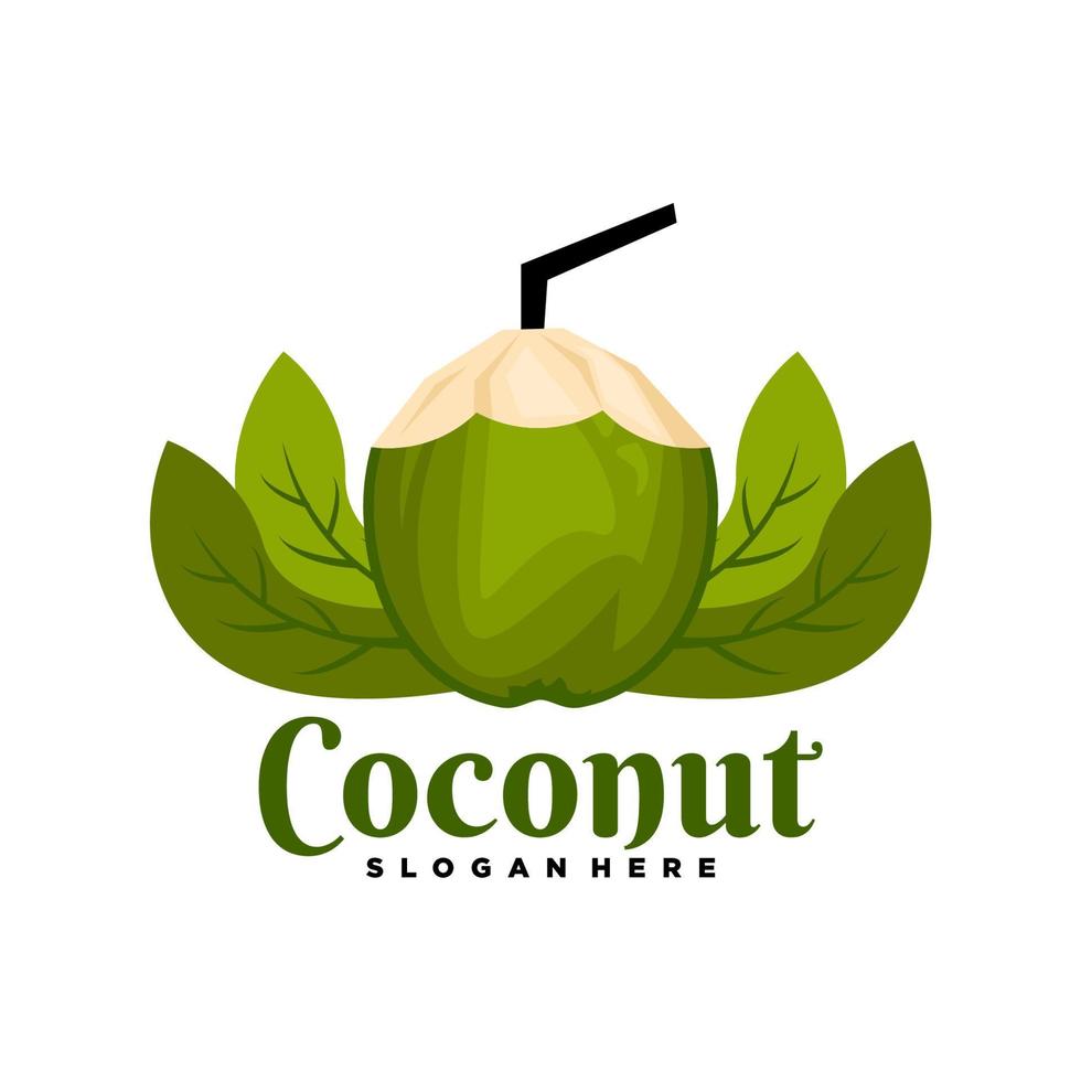 coconut logo. logo design with fresh coconut illustration vector. suitable for fresh coconut shop logo vector