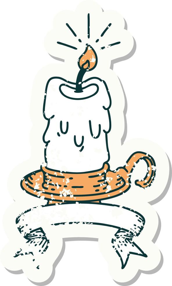 grunge sticker of tattoo style spooky melting candle vector
