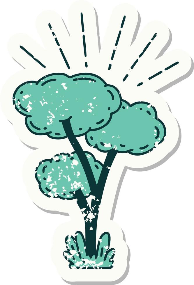 grunge sticker of tattoo style tree vector