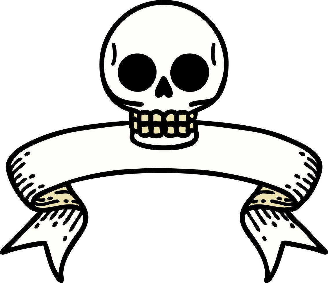 tattoo with banner of a skull vector