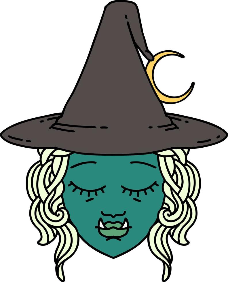 half orc witch character face illustration vector