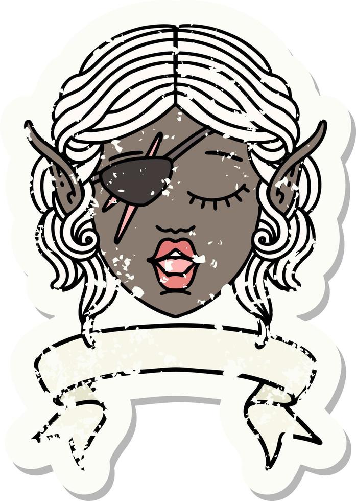 elf rogue character face with banner illustration vector