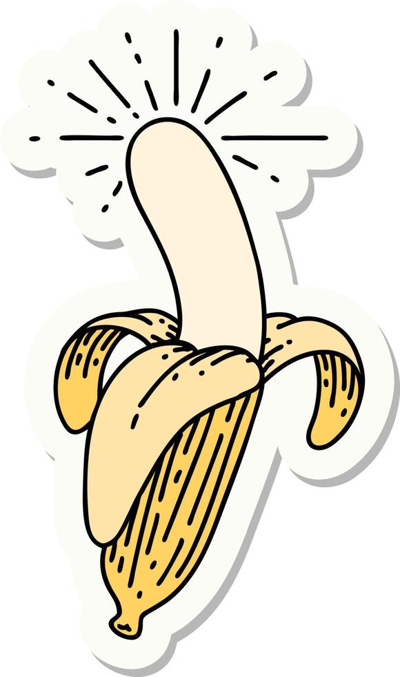 sticker of tattoo style peeled banana vector