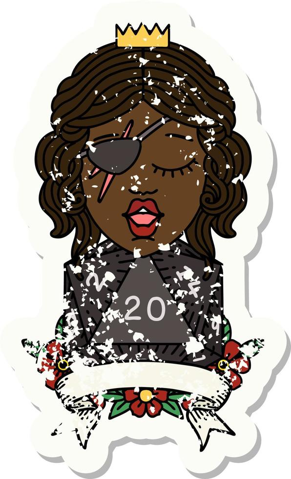 human rogue with natural 20 dice roll illustration vector