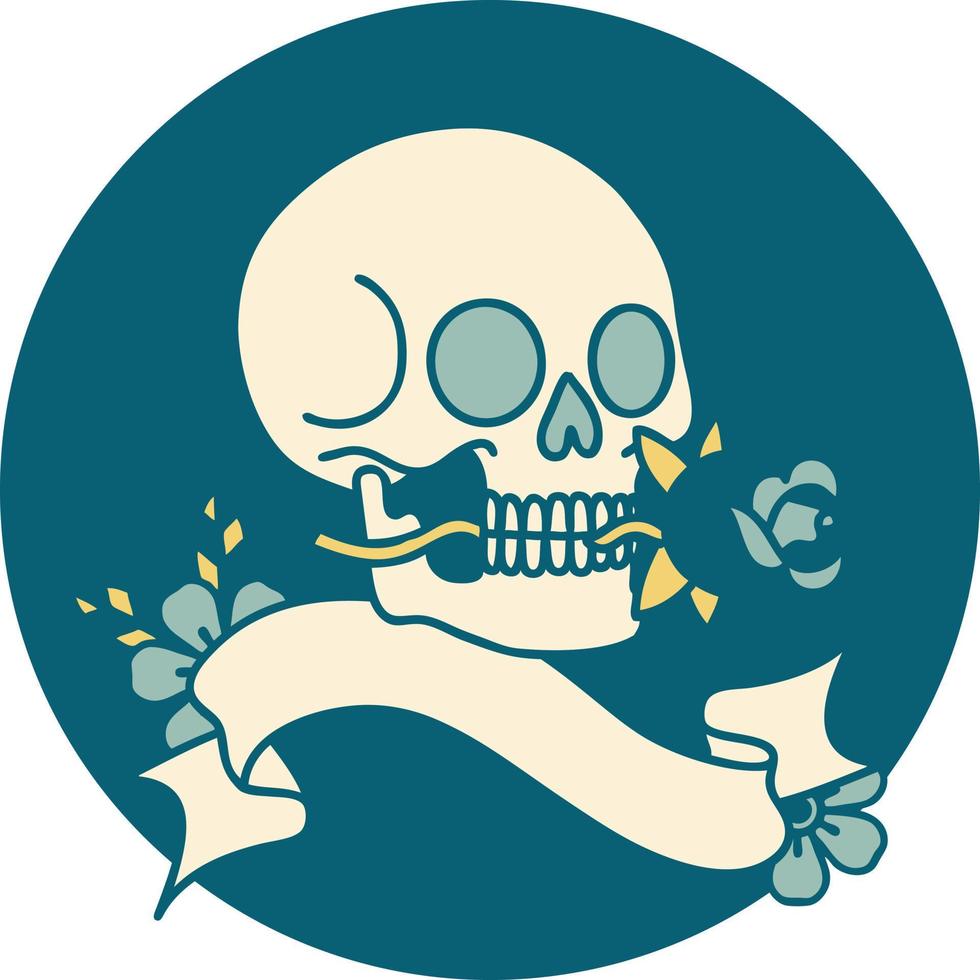 icon with banner of a skull vector