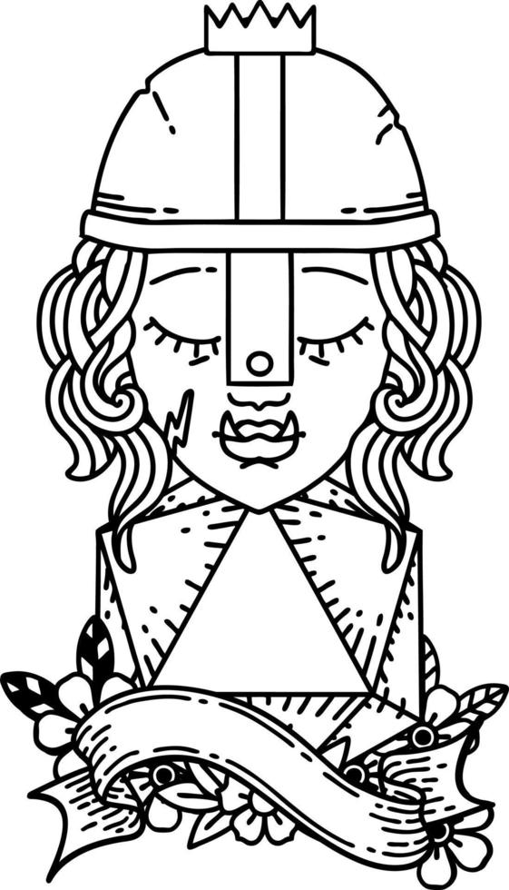 half orc fighter with natural 20 dice roll illustration vector