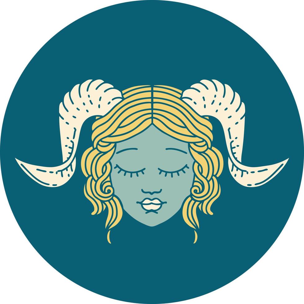 tiefling character face icon vector