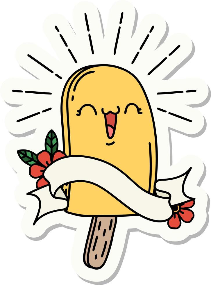 sticker of tattoo style ice lolly vector