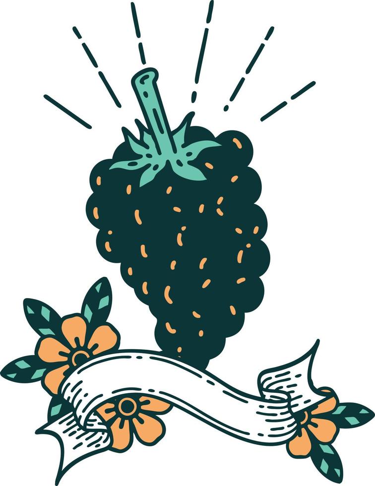 banner con racimo de uvas estilo tatuaje vector