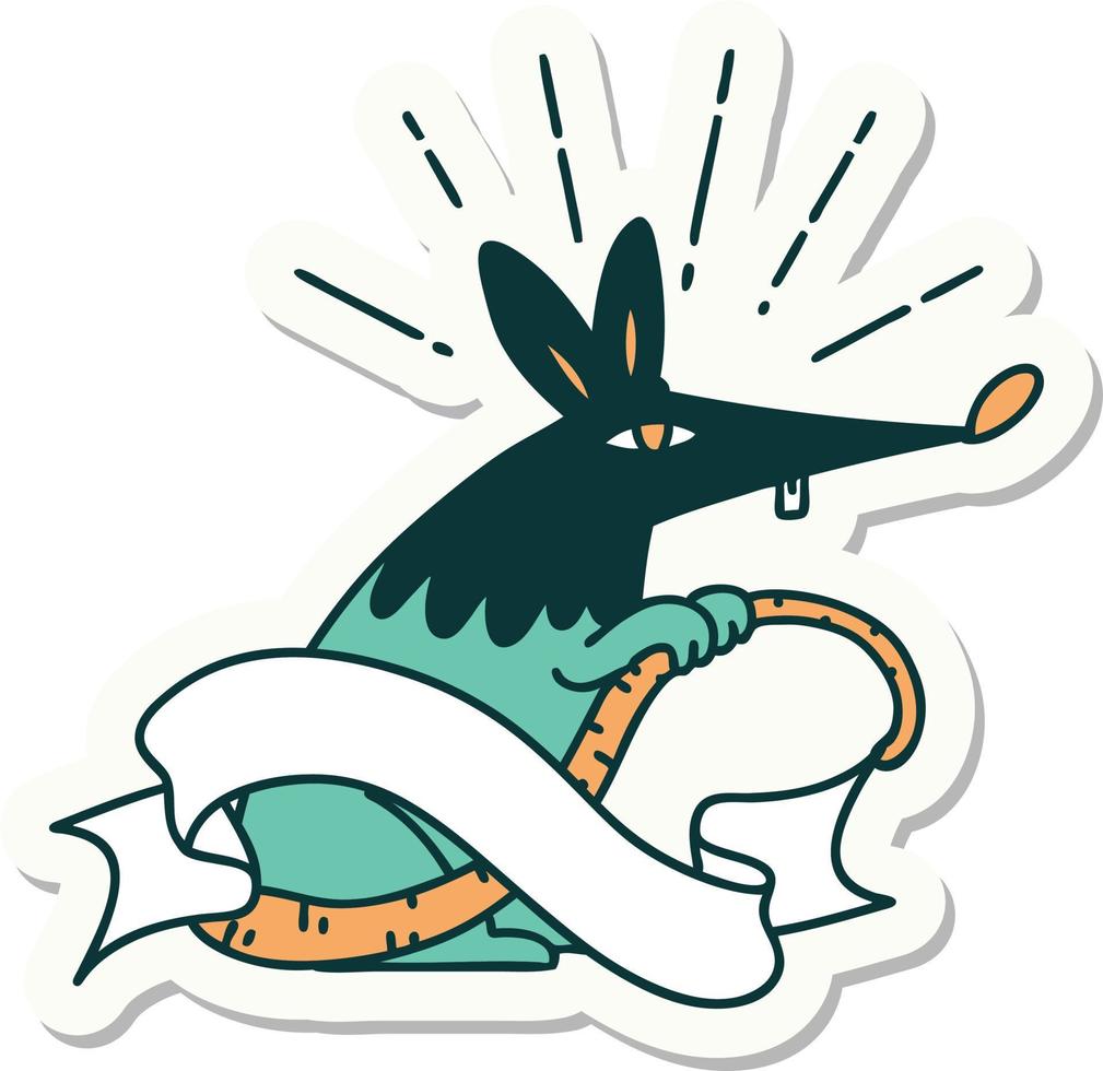 sticker of tattoo style sneaky rat vector