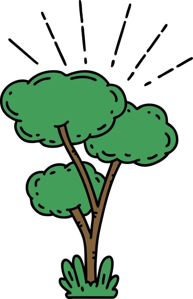 traditional tattoo style tree vector