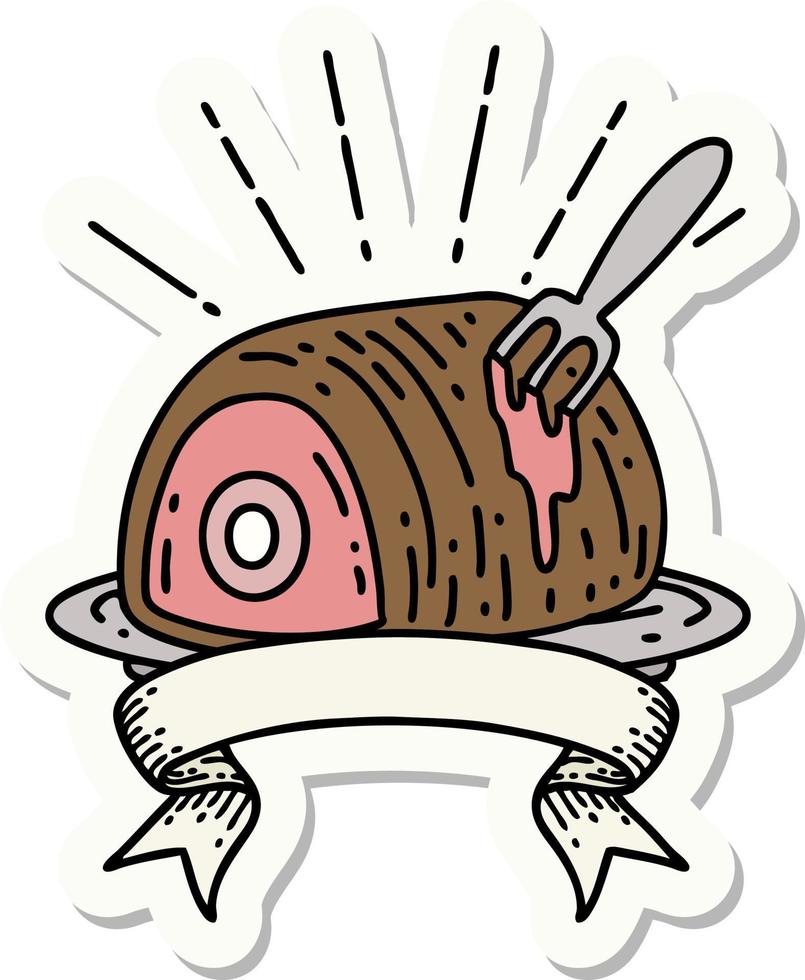 sticker of tattoo style roast beef vector