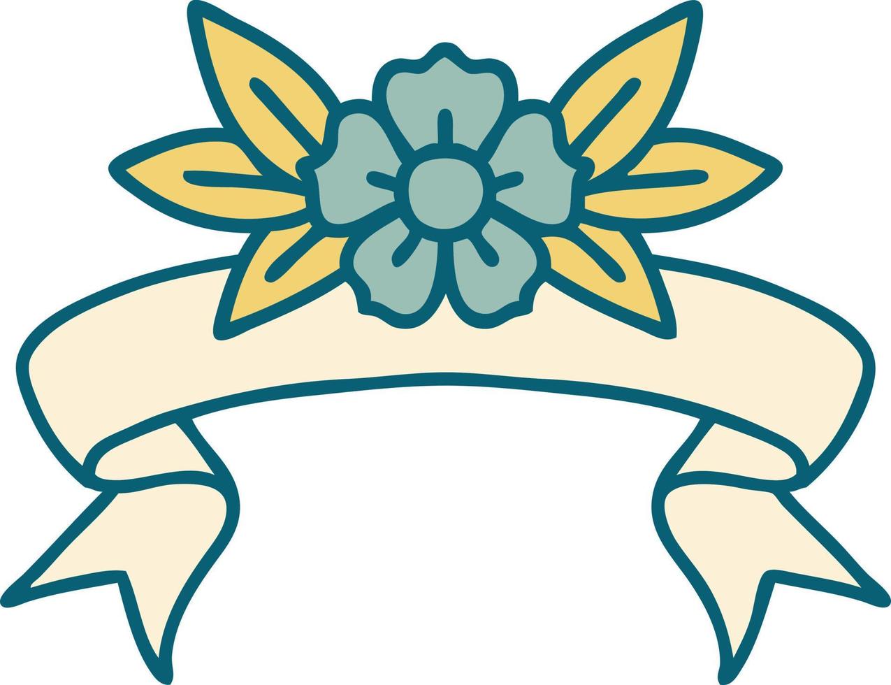 tattoo with banner of a flower vector