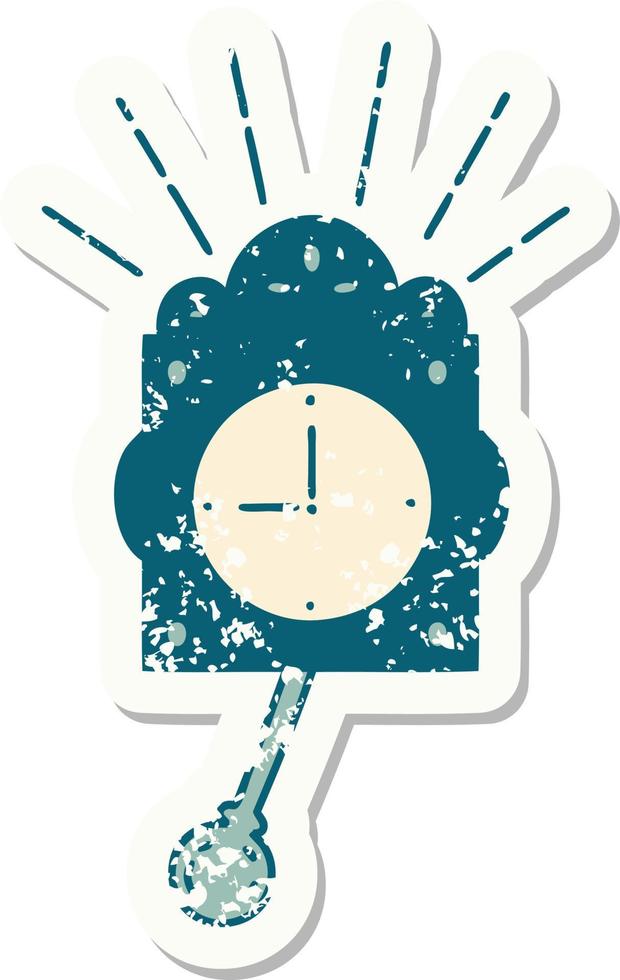 grunge, pegatina, de, tatuaje, estilo, tic-tac, reloj vector