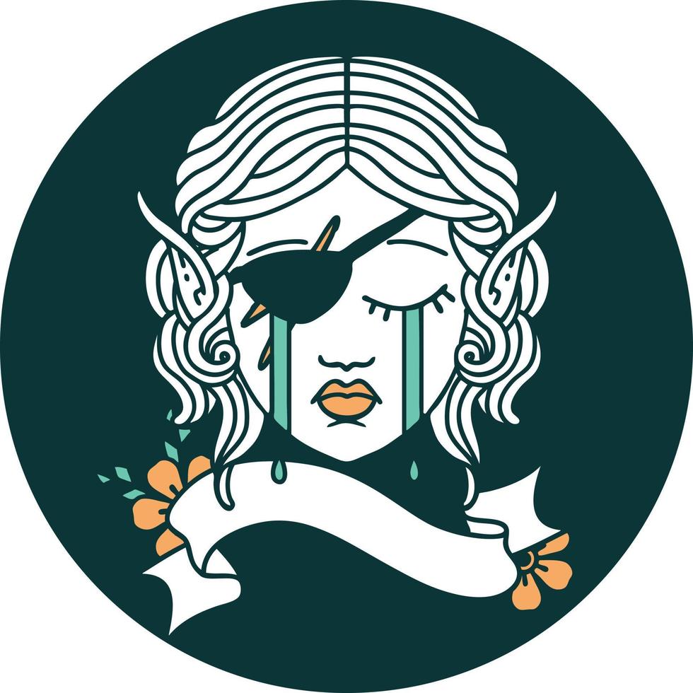 crying elf rogue character face icon vector