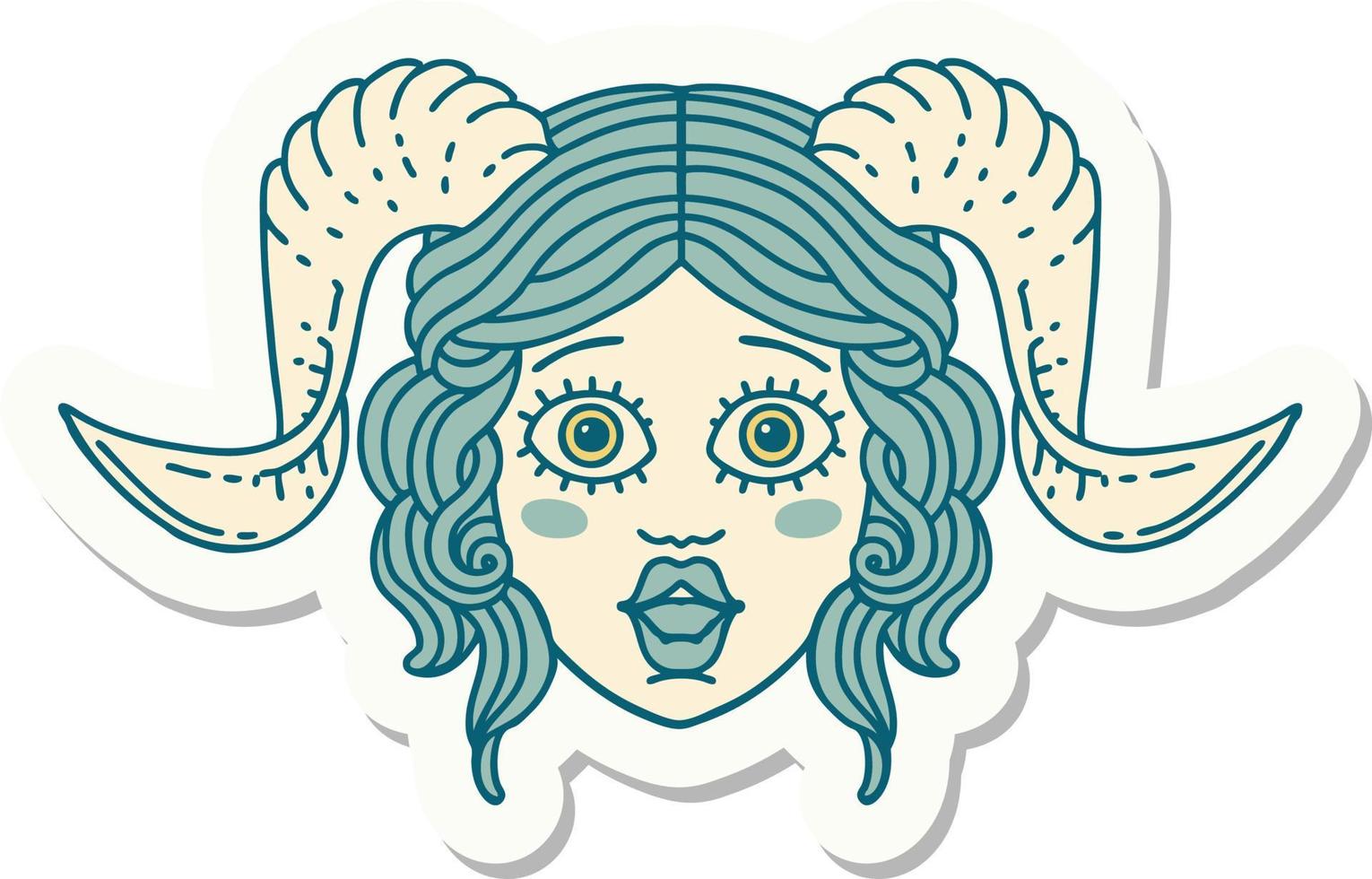 tiefling character face sticker vector