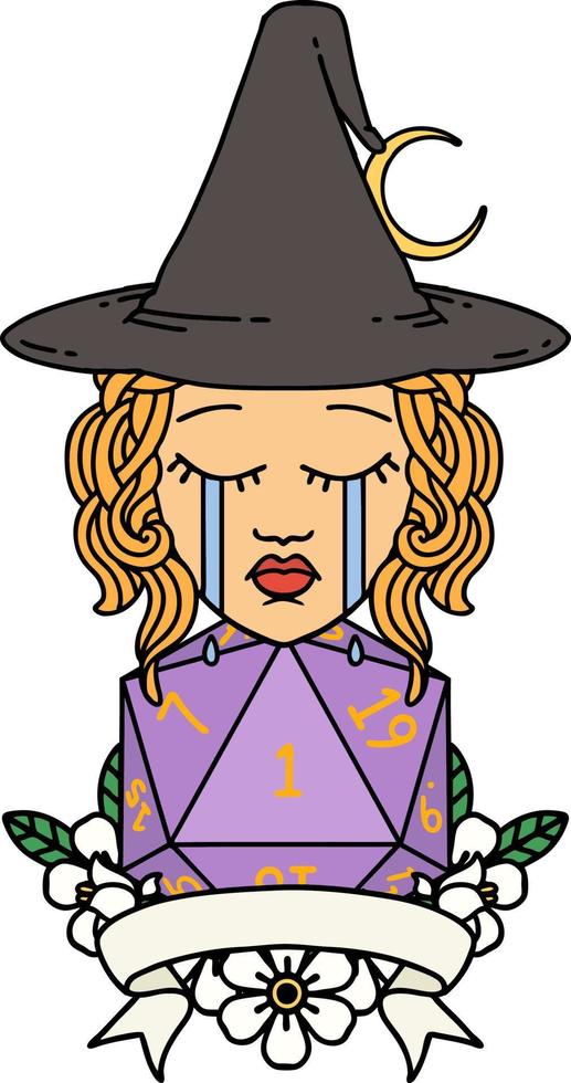 crying human witch with natural one roll illustration vector