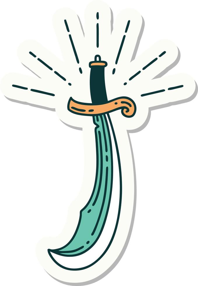 sticker of tattoo style scimitar sword vector