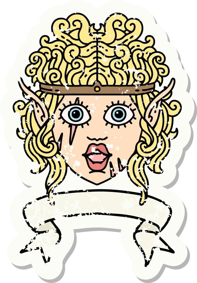 elf barbarian character face with banner illustration vector