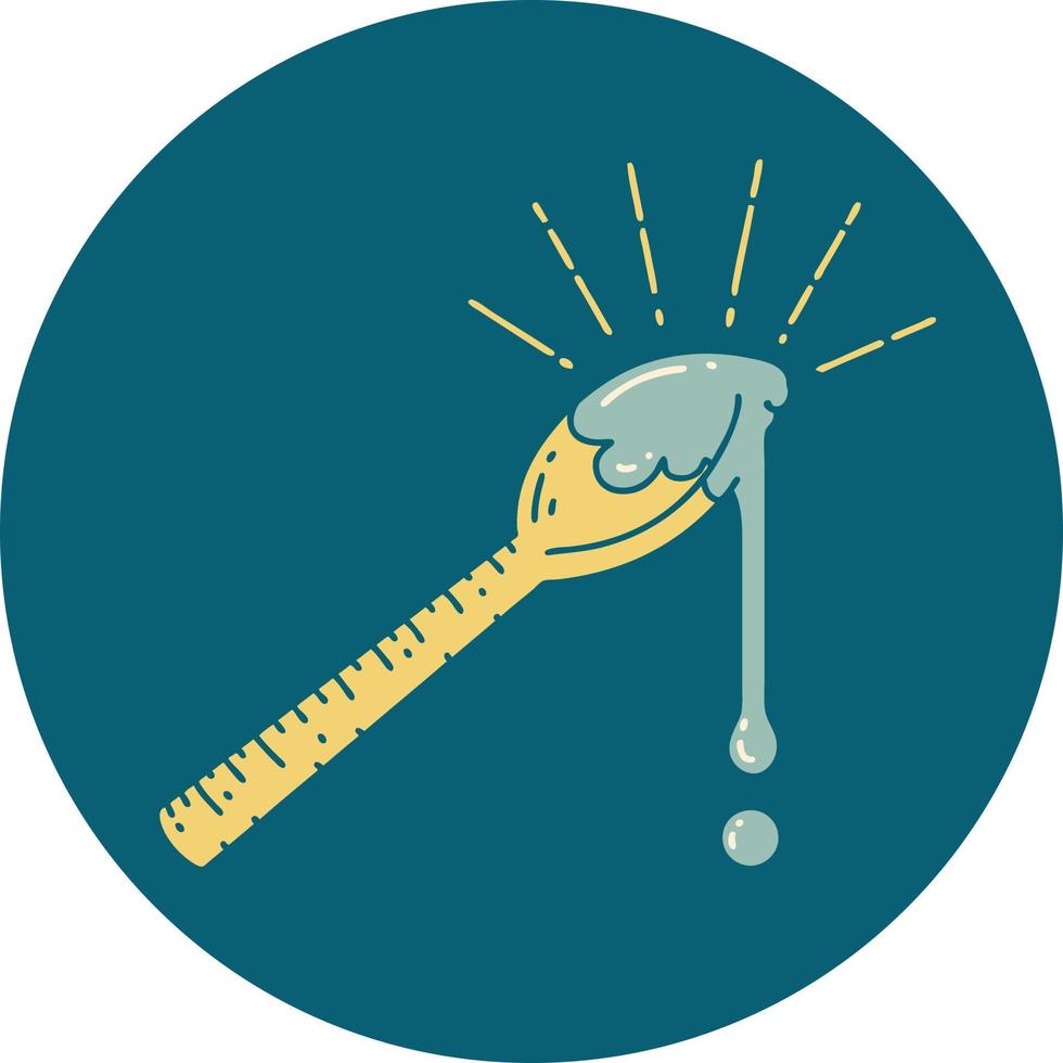 icon of tattoo style spoonful of honey vector