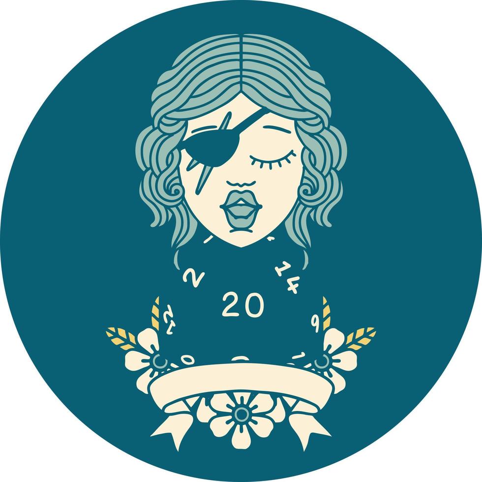 human rogue with natural 20 dice roll illustration vector