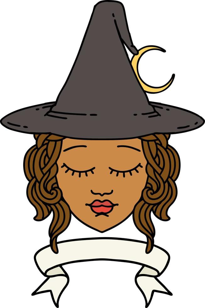 human witch character with banner illustration vector