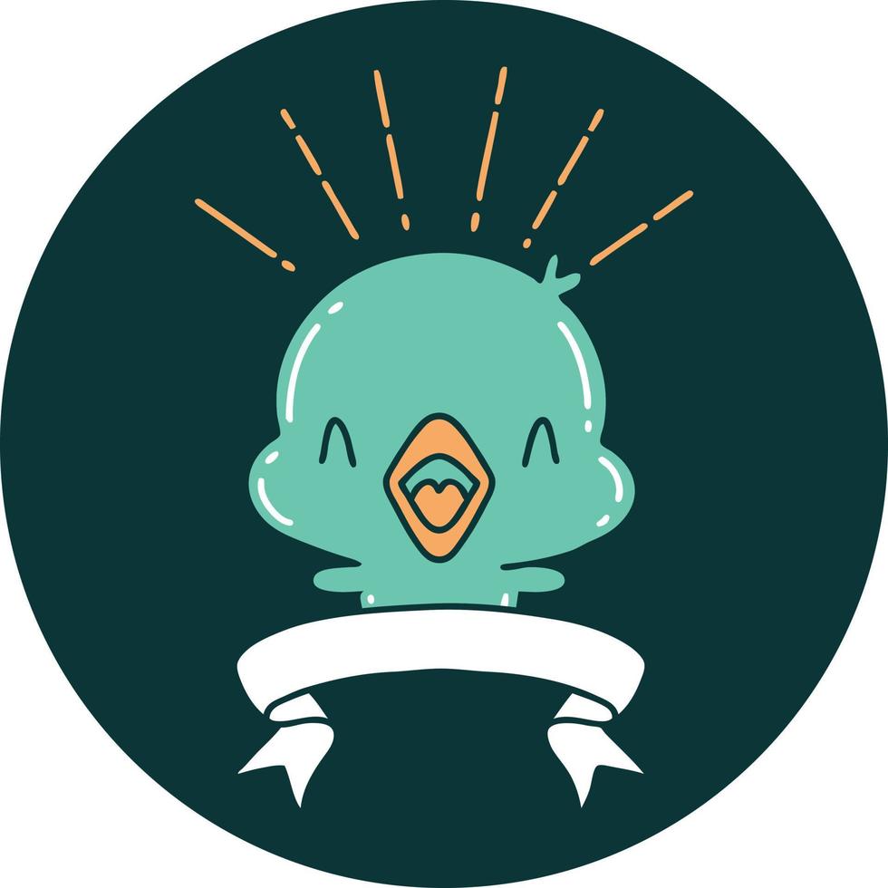 icon of tattoo style singing chick vector