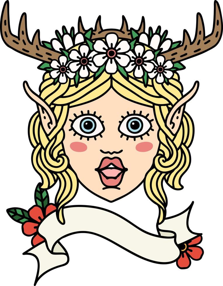 ilustración de cara de personaje de druida elfo vector