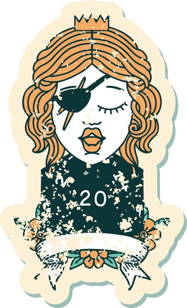 human rogue with natural 20 dice roll illustration vector