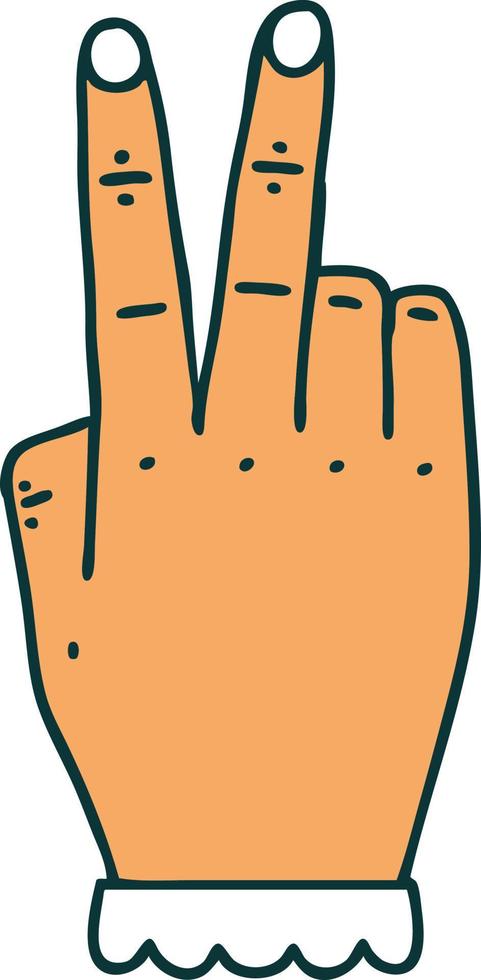 hand raising two fingers gesture illustration vector