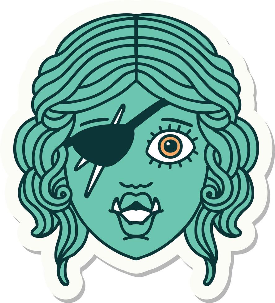 orc rogue character face sticker vector