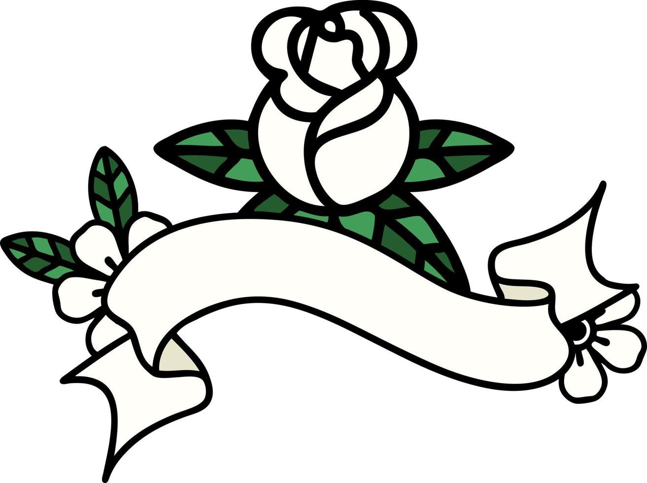 tattoo with banner of a single rose vector