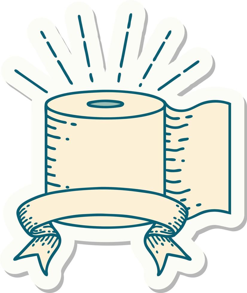 sticker of tattoo style toilet paper vector