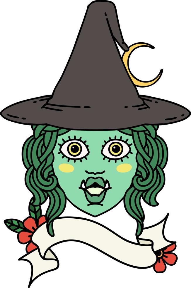 half orc witch character face illustration vector