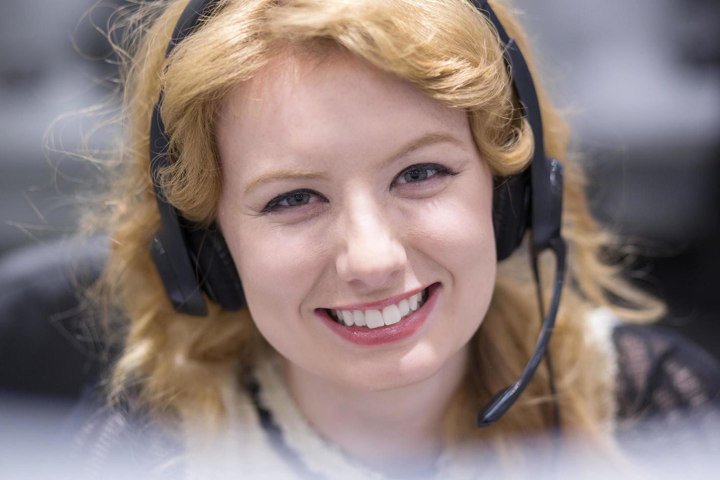 female call centre operator doing her job photo