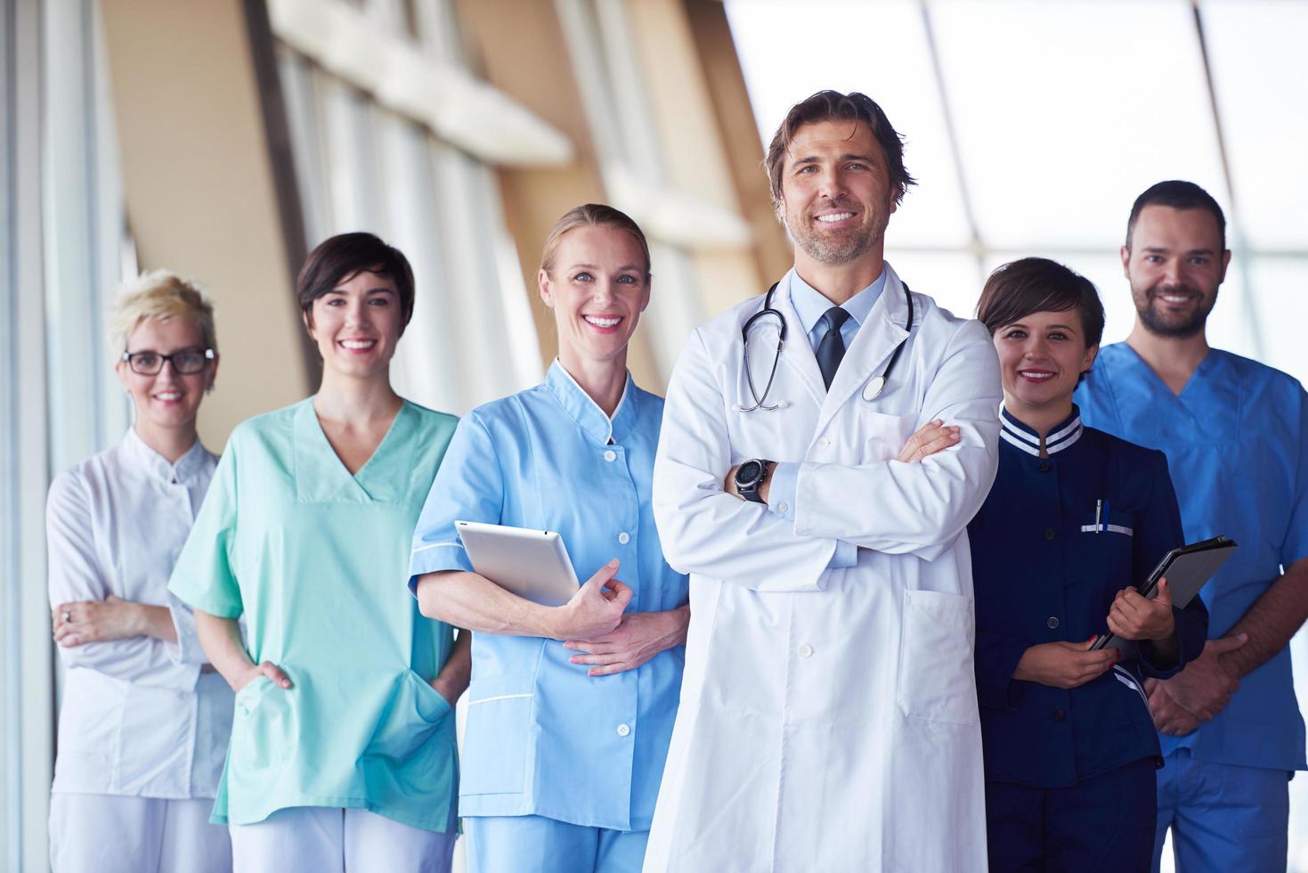 group of medical staff at hospital photo