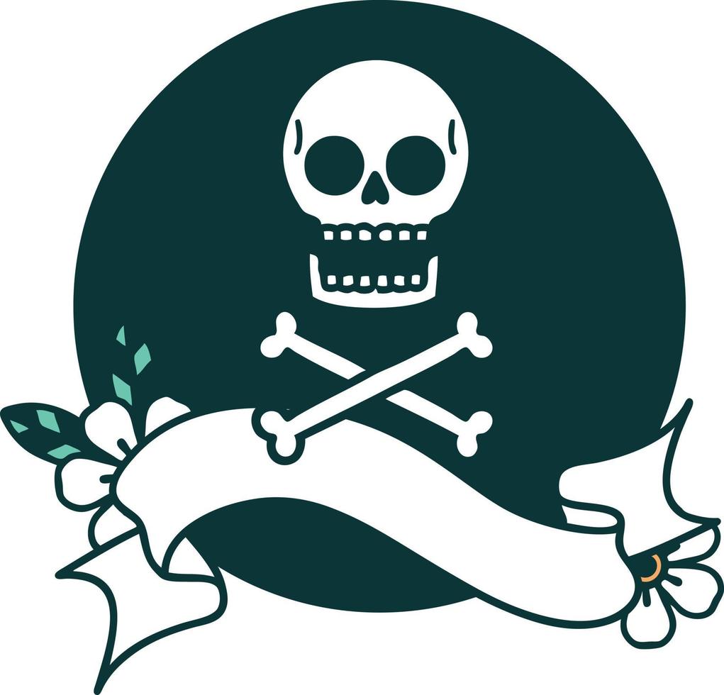 icon with banner of cross bones vector