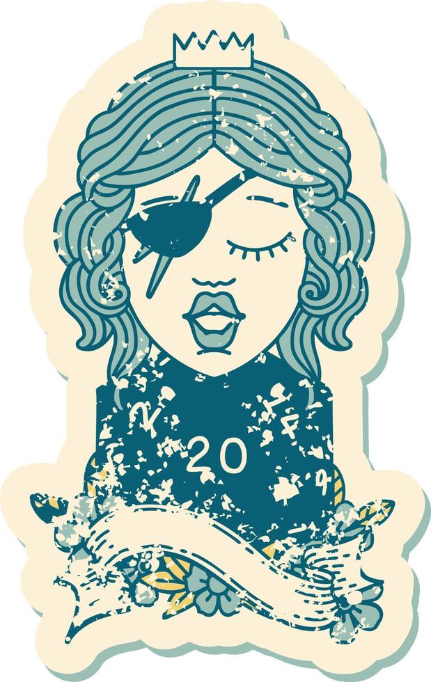 human rogue with natural twenty dice roll illustration vector