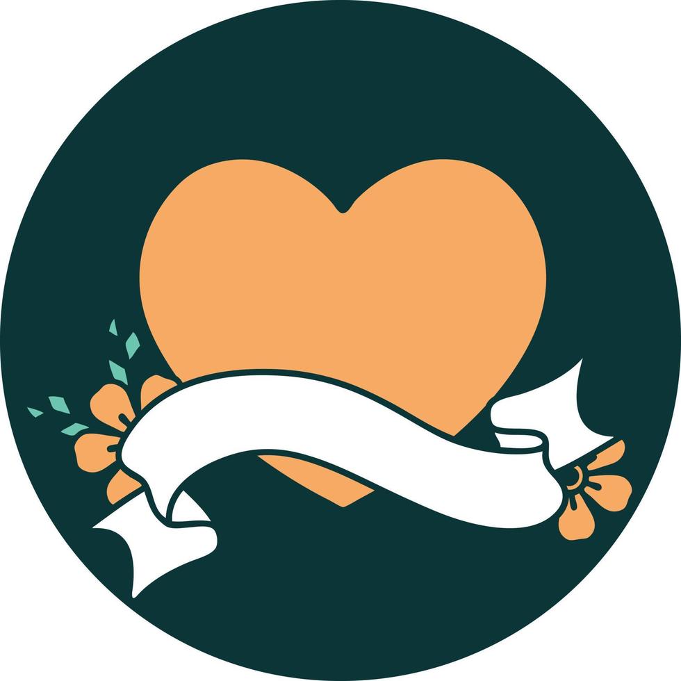 icon with banner of a heart vector