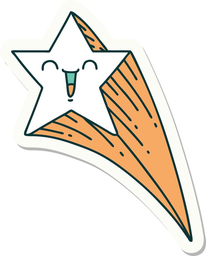 sticker of tattoo style shooting star vector