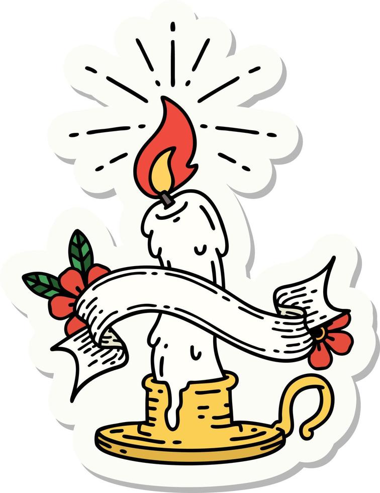 sticker of tattoo style spooky melting candle vector