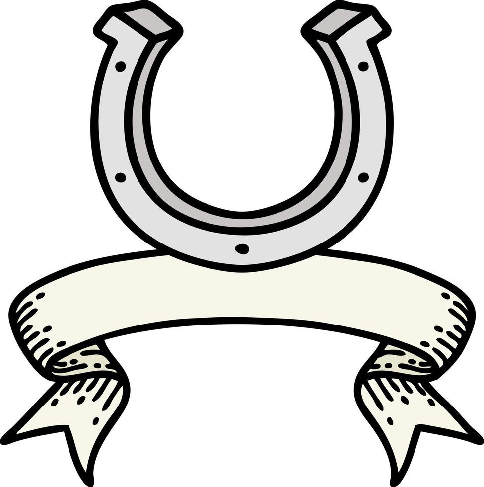 tattoo with banner of a horse shoe vector