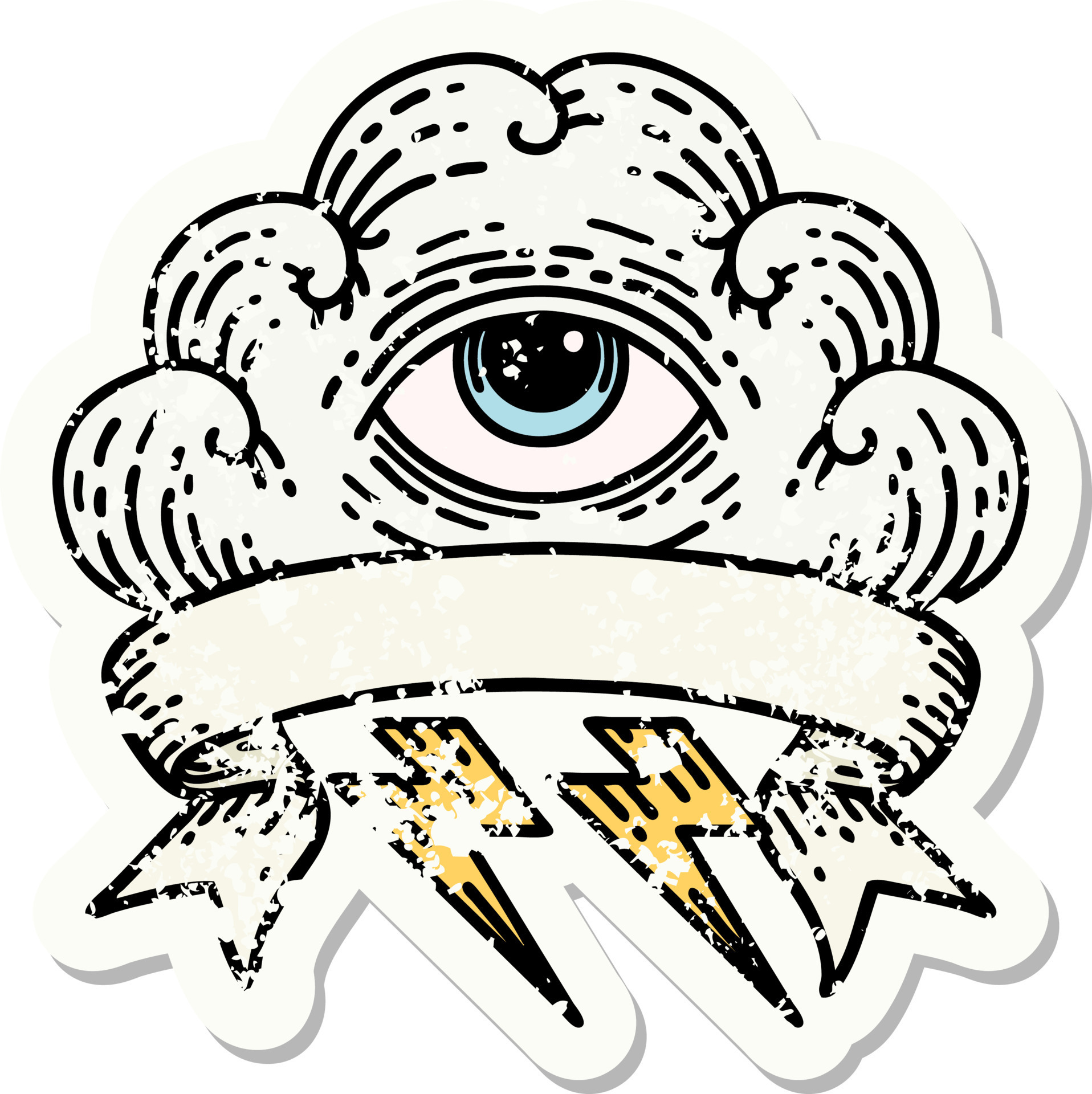 grunge sticker with banner of an all seeing eye cloud 12121245 Vector Art  at Vecteezy