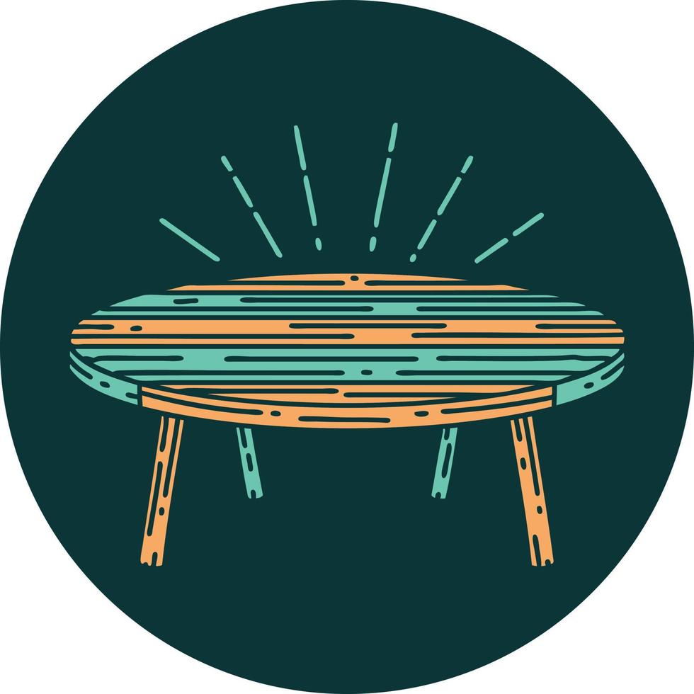 icono de mesa de madera estilo tatuaje vector