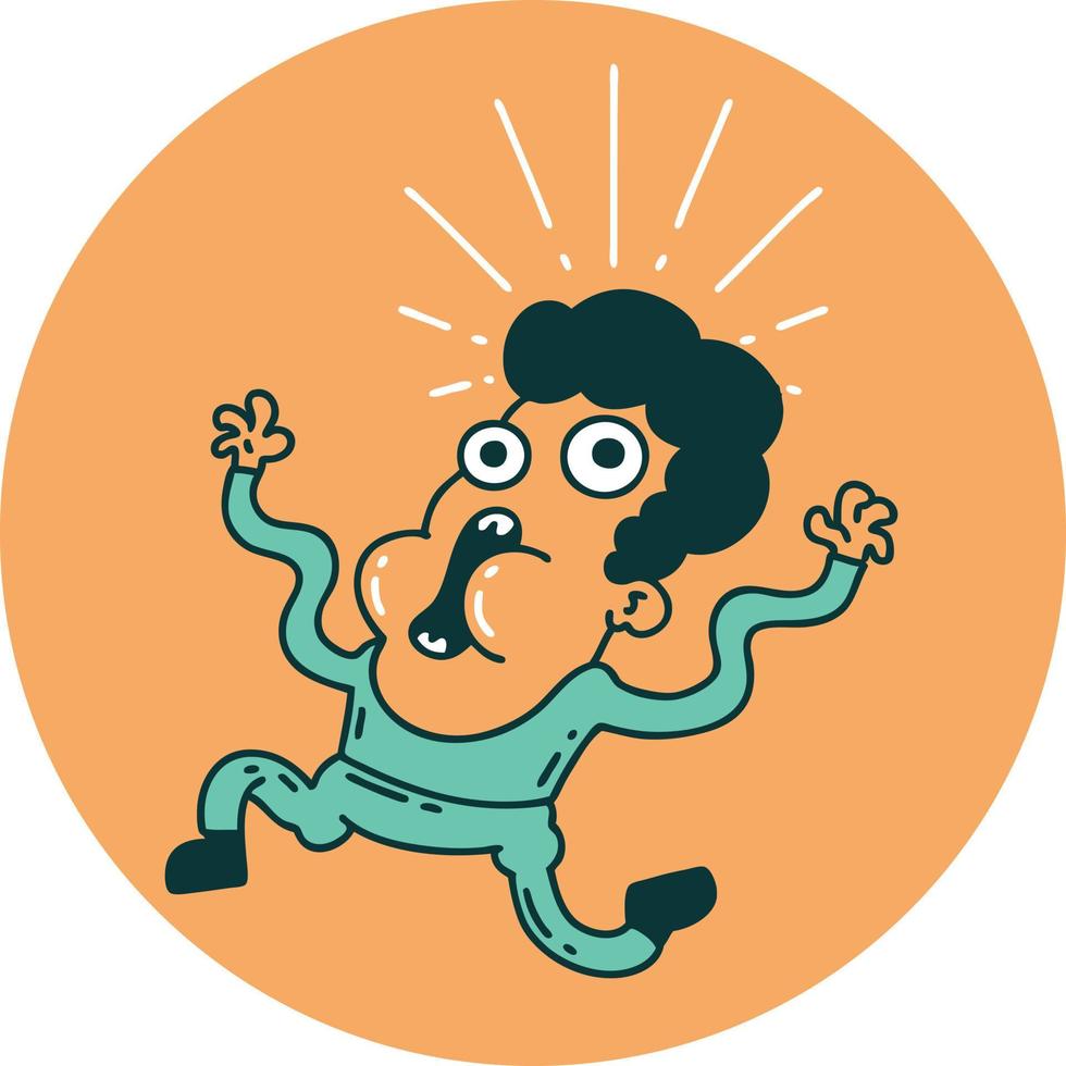 icon of tattoo style frightened man vector