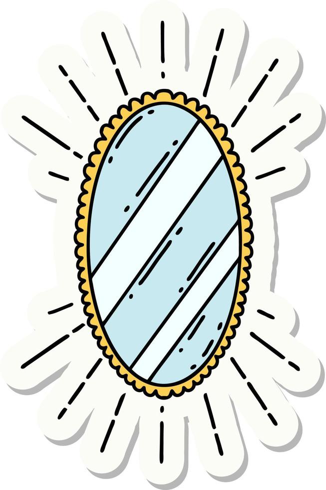 sticker of tattoo style shining mirror vector