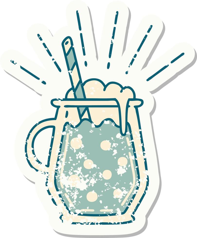 pegatina grunge de cerveza de jengibre estilo tatuaje vector