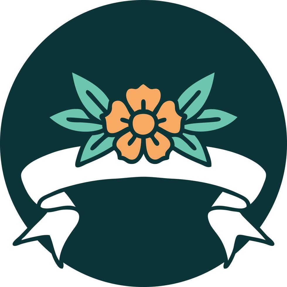 icon with banner of a flower vector